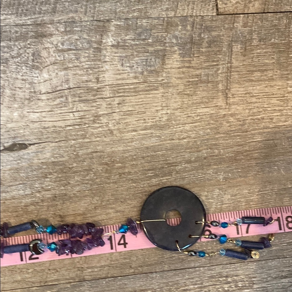 Amethyst Beaded Celestial Inspired Handmade Necklace with Circular Pendant - Picture 11 of 16